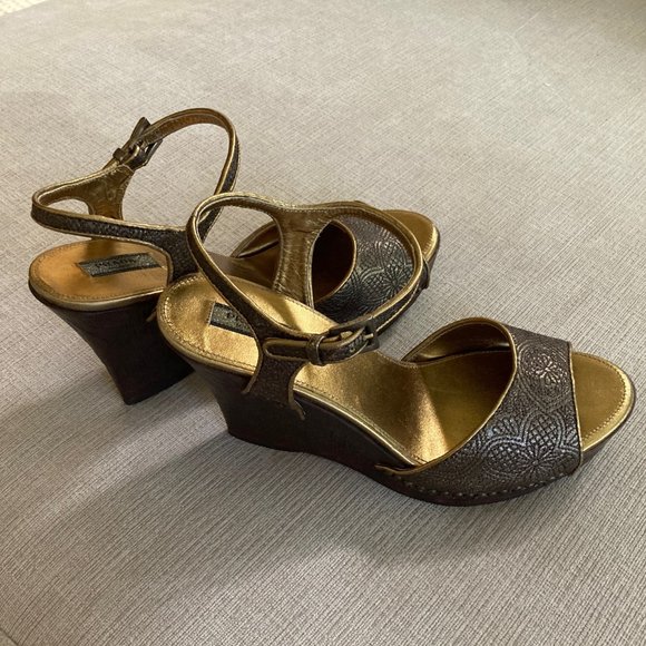 PRADA Damask Pattern Shoes - Dark Wood Wedge - size 40 - Never worn - Picture 3 of 15